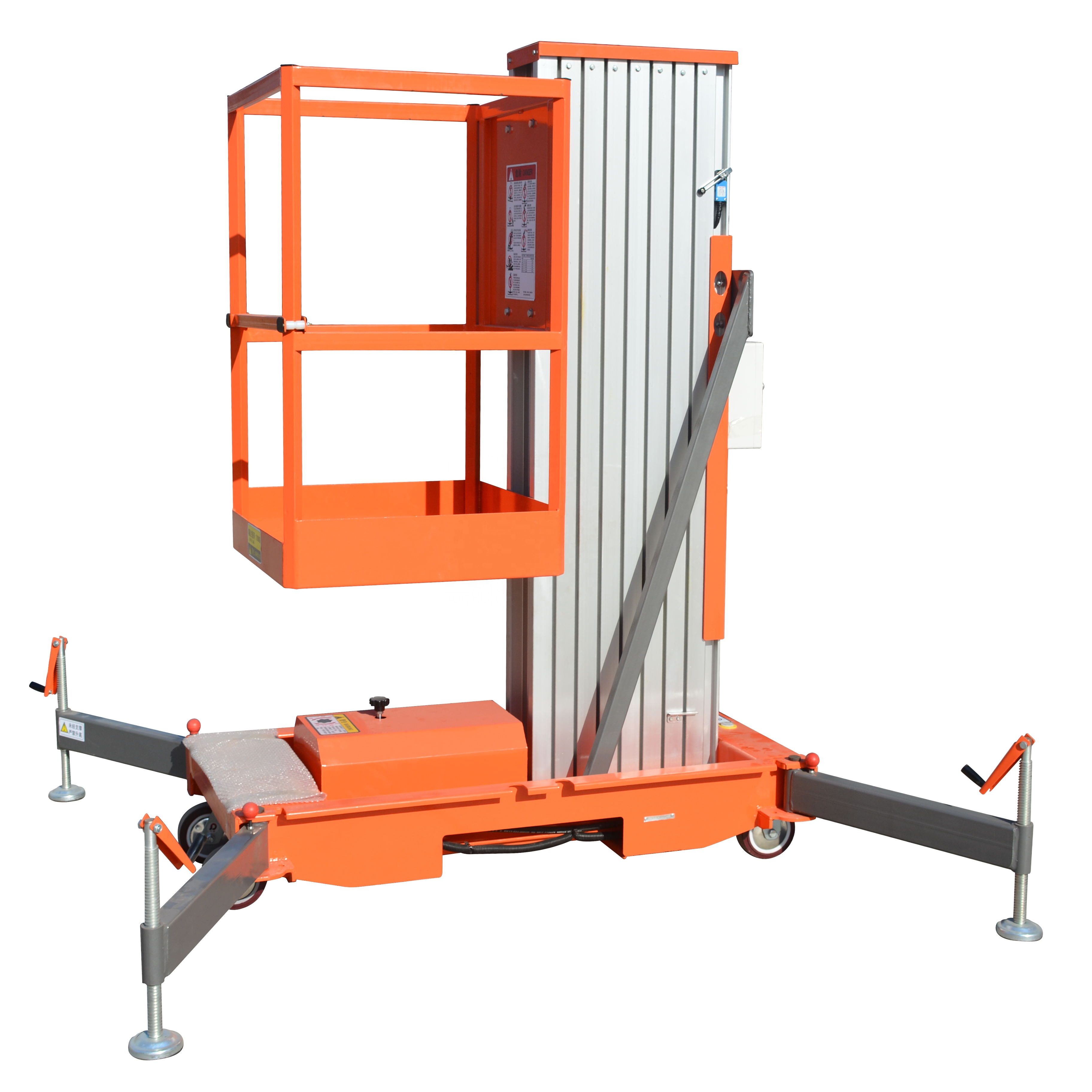 Aluminum Alloy Single Mast Lift Hydraulic Aerial Work Platform